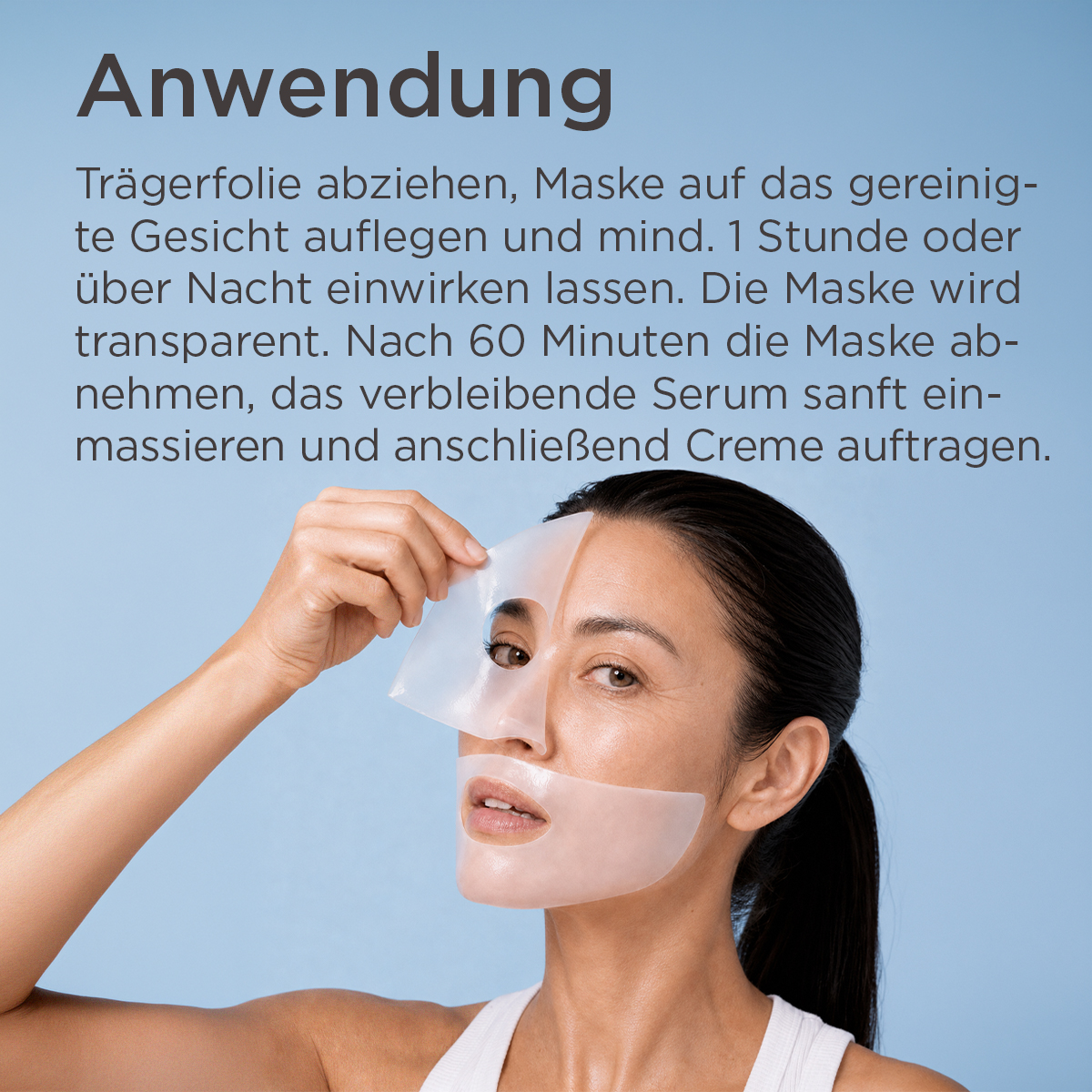 Anwendung der Glass Skin Hydrogel-Maske im Gesicht