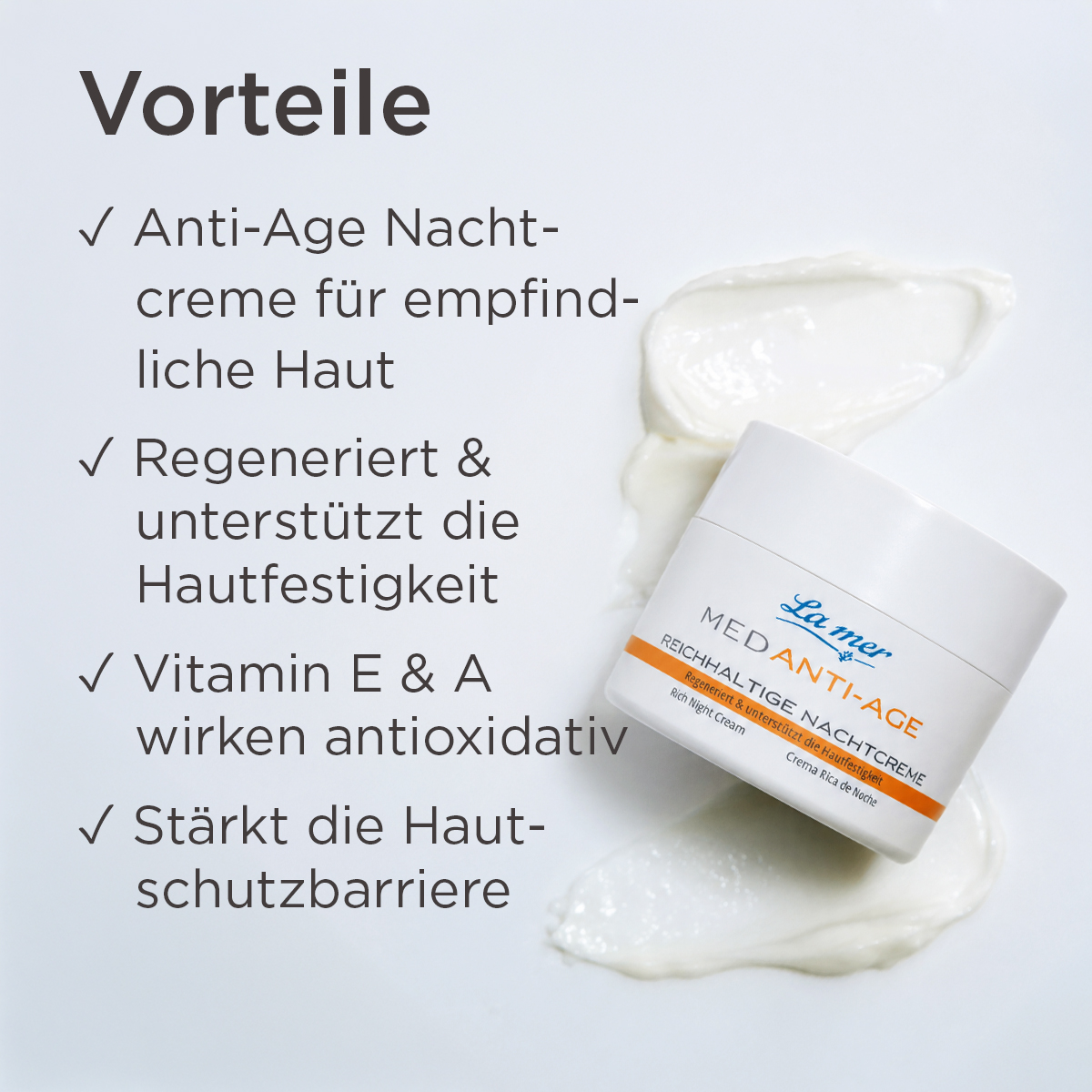 Vorteile der La mer MED Anti-Age Nachtcreme für empfindliche Haut zur Regeneration und Stärkung der Hautbarriere