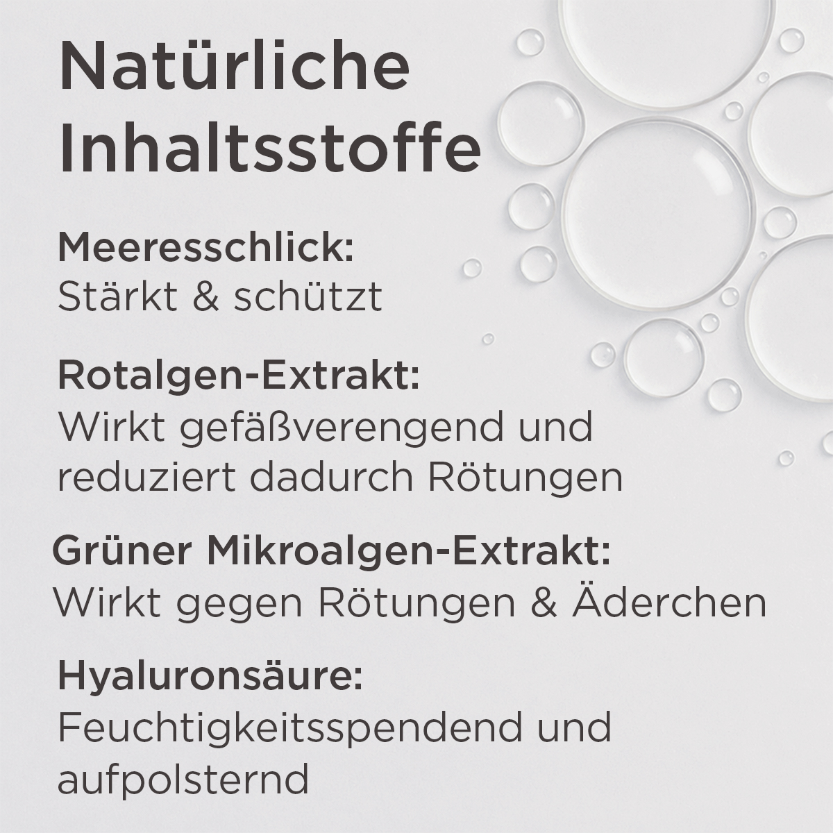 Inhaltsstoffe des MED Anti-Red Konzentrats mit Meeresschlick, Algen-Extrakten und Hyaluronsäure