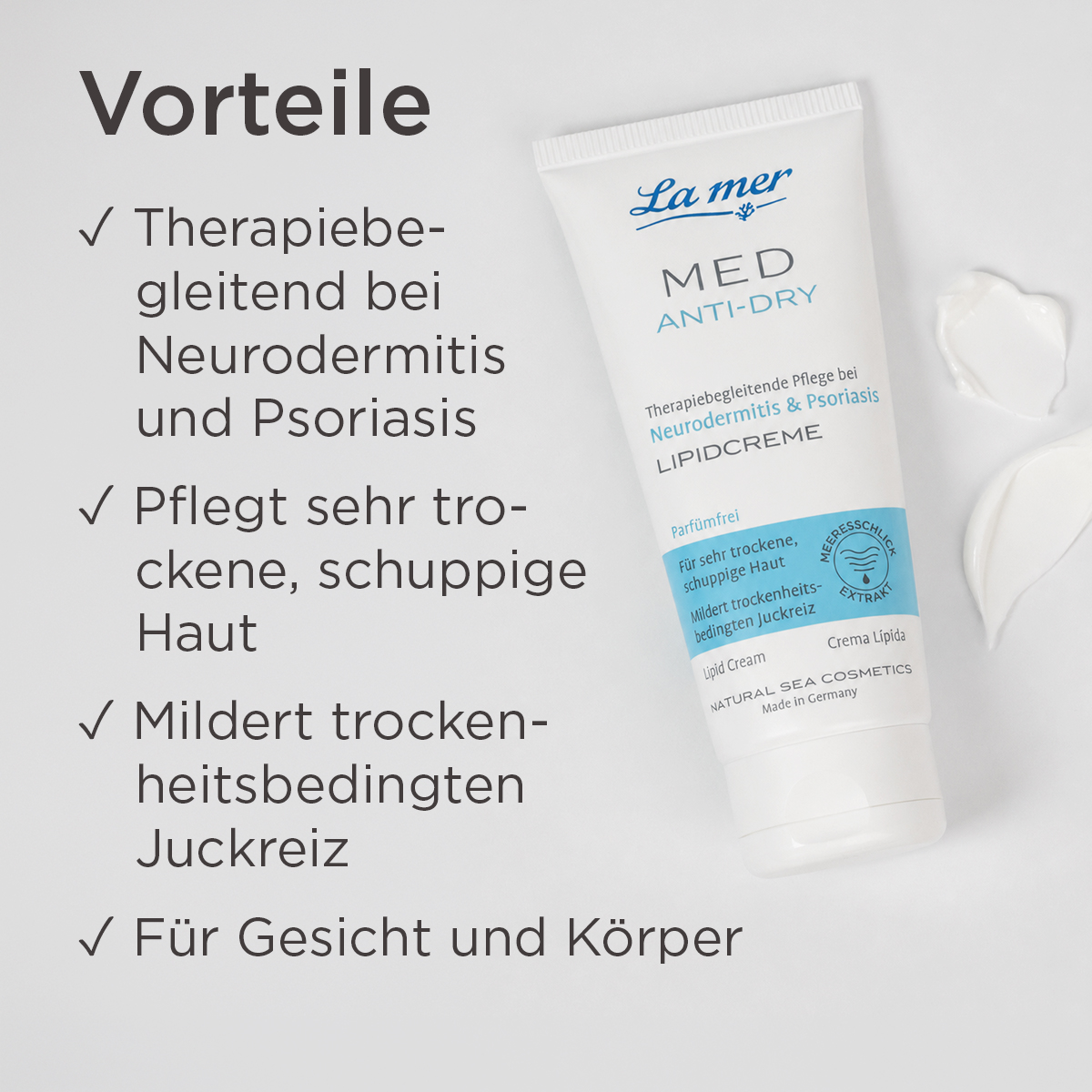 Vorteile der MED Anti-Dry Lipidcreme bei Neurodermitis, Psoriasis und sehr trockener Haut