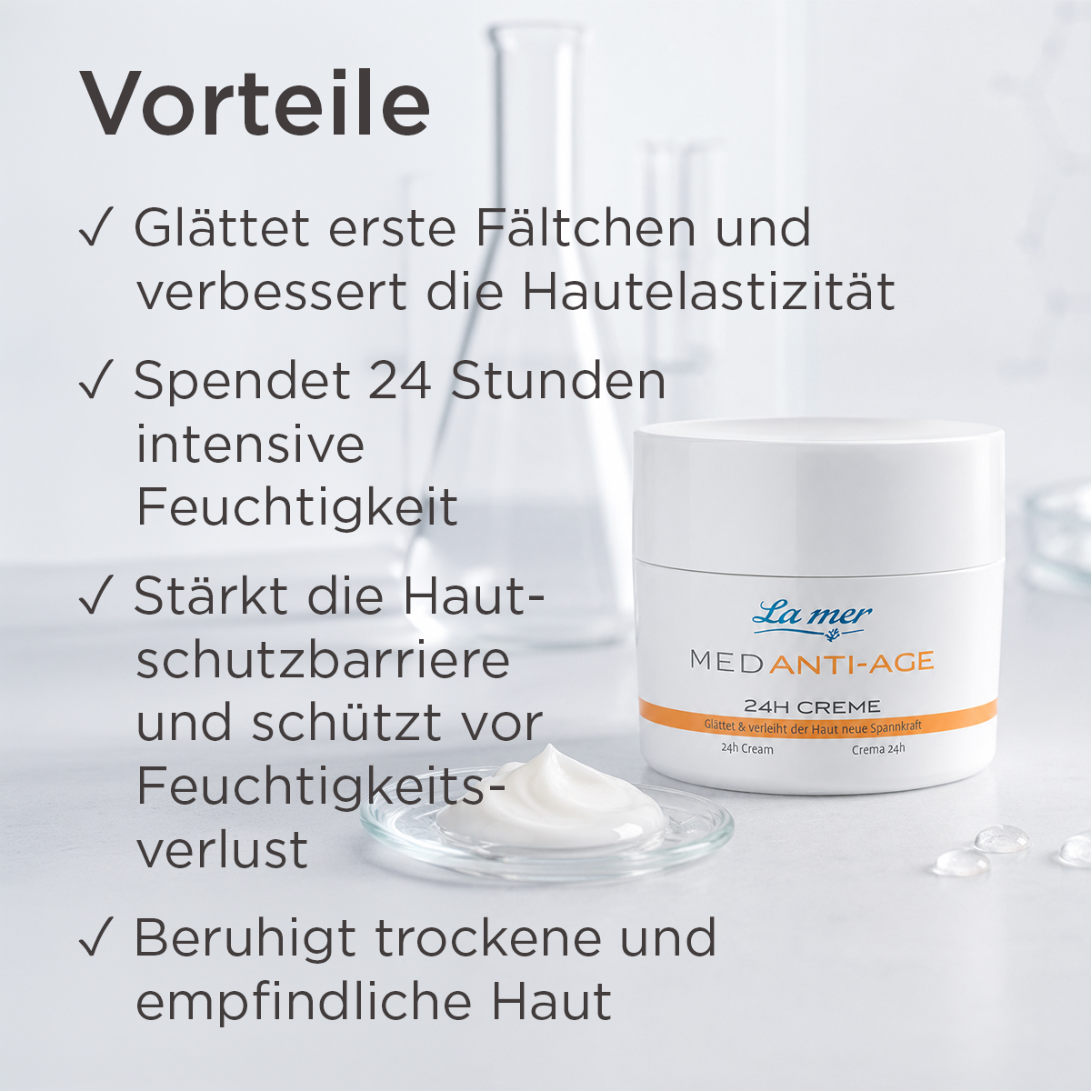 La mer MED Anti-Age 24h Creme für erste Fältchen, intensive Feuchtigkeit und eine gestärkte Hautschutzbarriere
