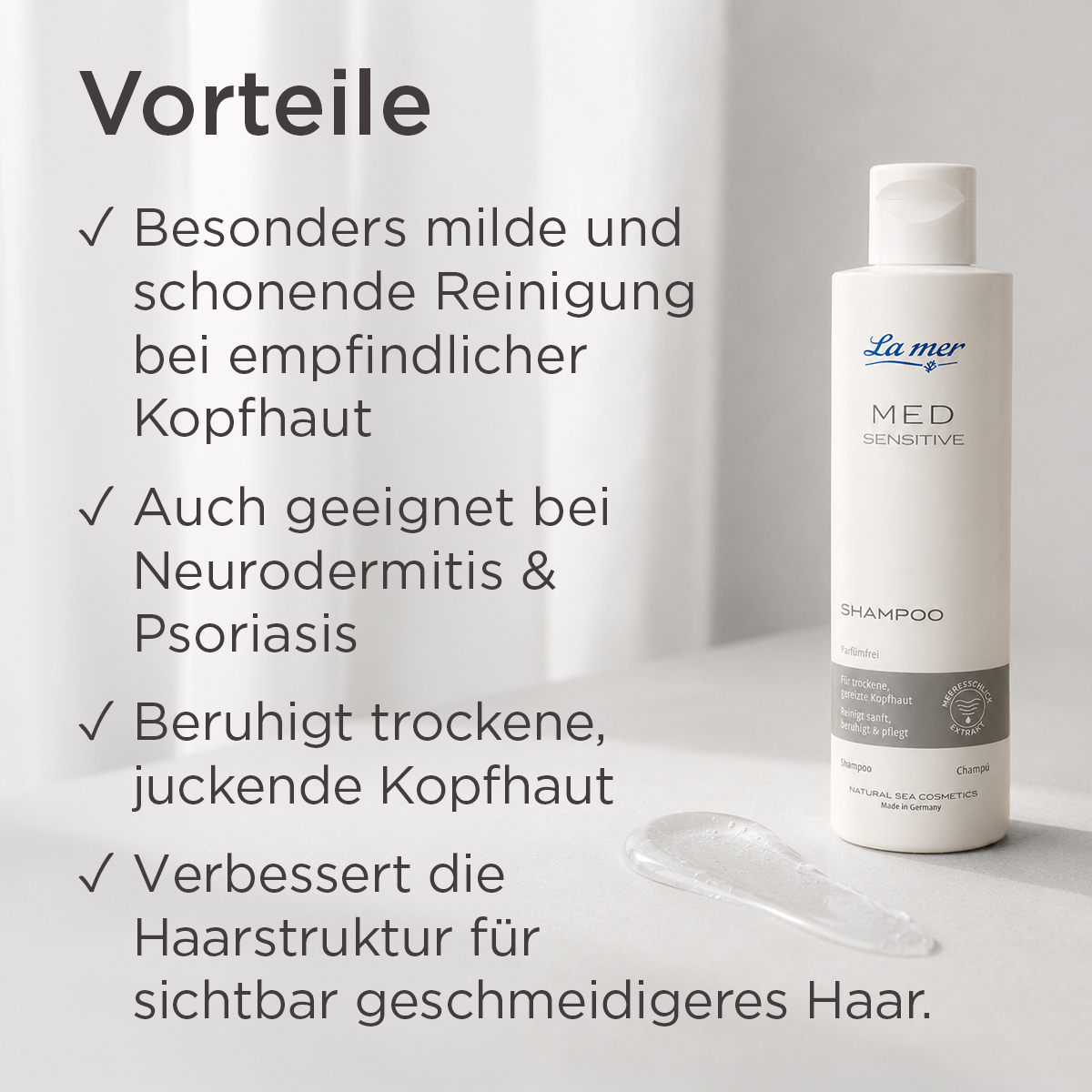 Vorteile des MED Sensitive Shampoos bei trockener, juckender und empfindlicher Kopfhaut