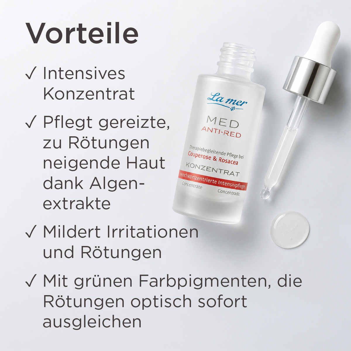 Vorteile des La mer MED Anti-Red Konzentrats für gereizte und zu Rötungen neigende Haut