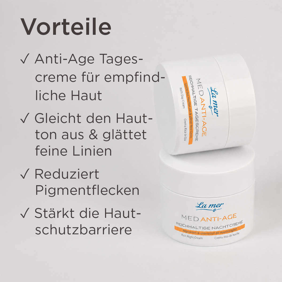 Vorteile der La mer MED Anti-Age Tagescreme für einen ebenmäßigen Hautton und glattere Haut