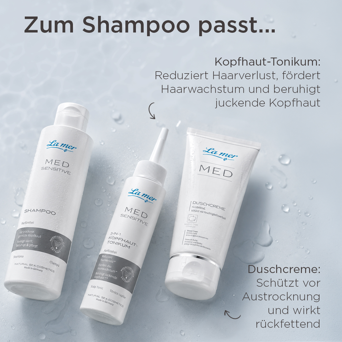 La mer MED Sensitive Shampoo mit Kopfhaut-Tonikum und Duschcreme