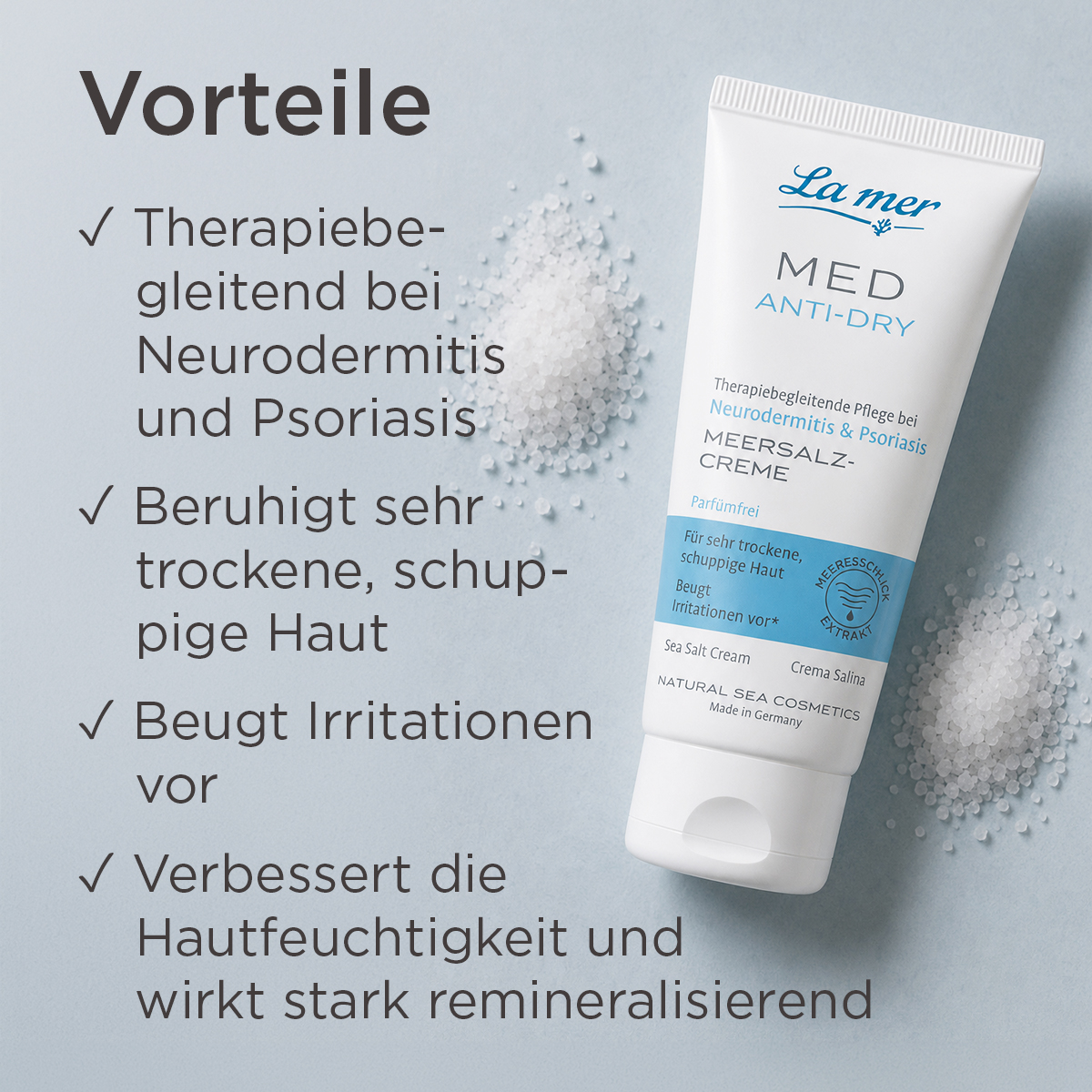 Vorteile der MED Anti-Dry Meersalzcreme bei Neurodermitis, Psoriasis und sehr trockener Haut