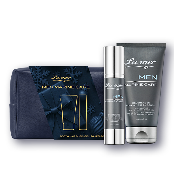 La mer Men Marine Care Geschenkset für Männer mit Body & Hair Duschgel und 24H Pflege in Kosmetiktasche