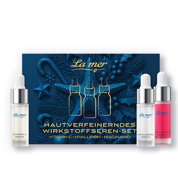 La mer hautverfeinerndes Wirkstoffseren-Set mit Vitamin C, Hyaluron und Niacinamid für intensive Gesichtspflege