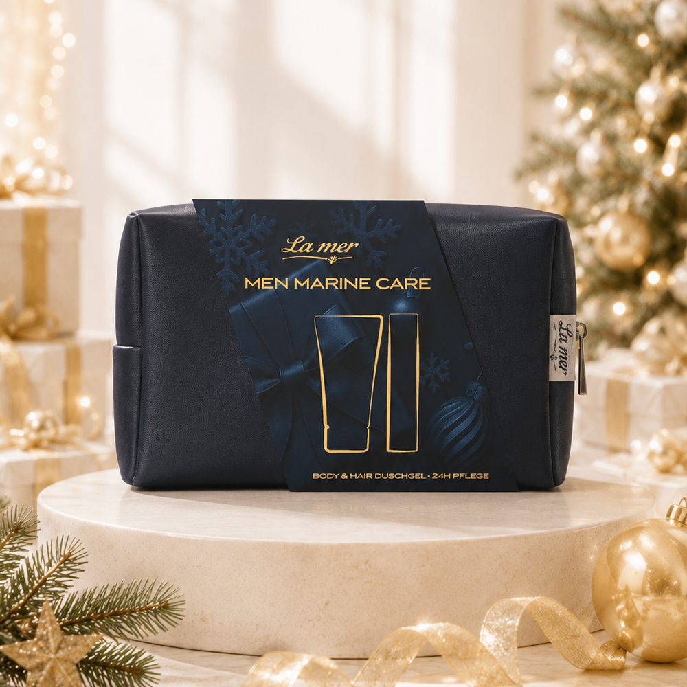 Men Marine Care Geschenkset für Männer mit Gesichtspflege und Duschgel in Kosmetiktasche als Weihnachtsgeschenk