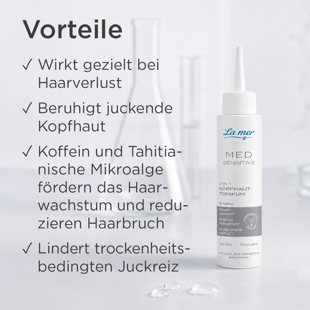 Vorteile des MED Sensitive Kopfhaut-Tonikums bei Haarverlust, Haarbruch und juckender Kopfhaut