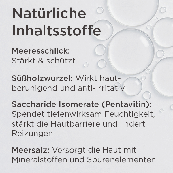 Inhaltsstoffe der MED Anti-Dry Lipidcreme mit Meeresschlick, Süßholzwurzel, Pentavitin und Meersalz