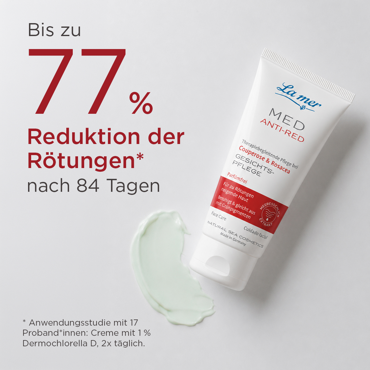 La mer MED Anti-Red Gesichtspflege – bis zu 77 Prozent Reduktion der Rötungen nach 84 Tagen