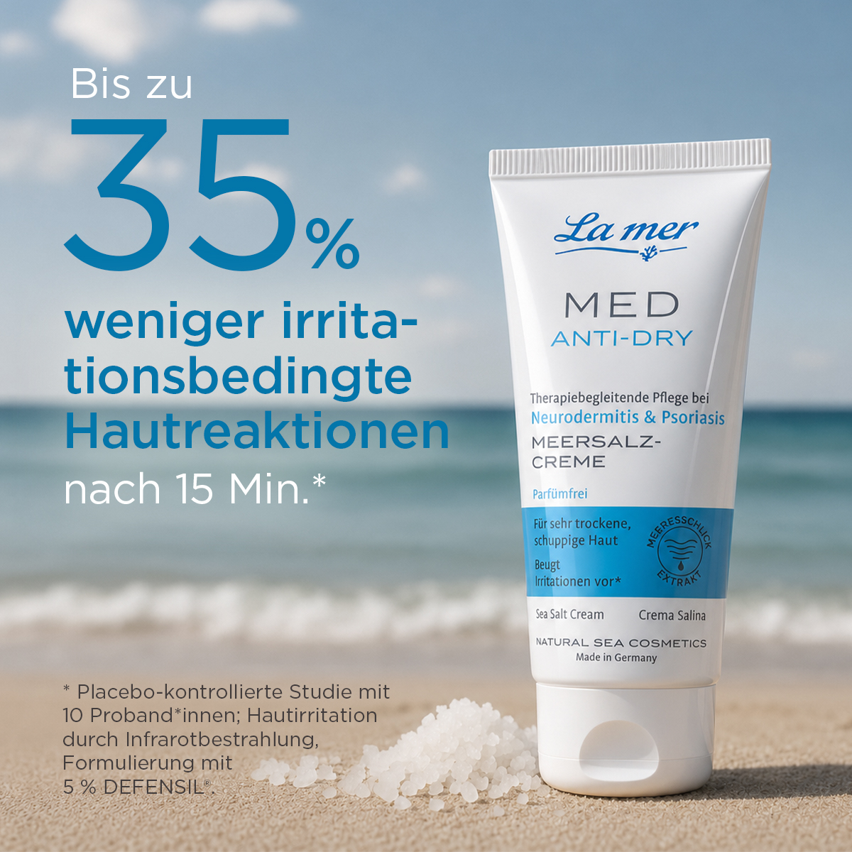 La mer MED Anti-Dry Meersalzcreme – bis zu 35 Prozent weniger irritationsbedingte Hautreaktionen